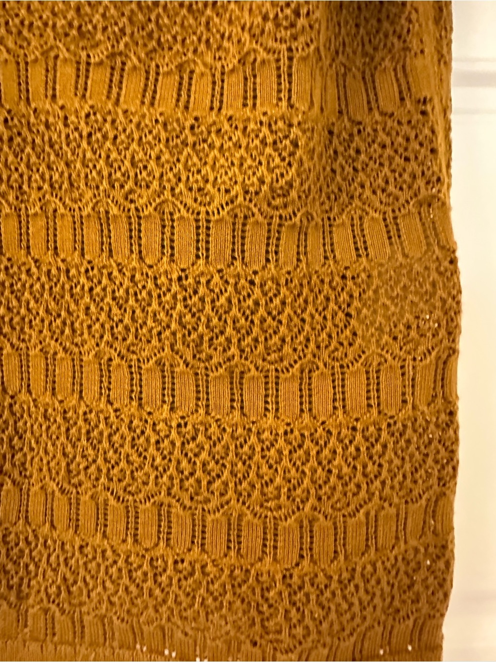 Sezane Mustard Textured V-Neck Short Sleeve Sweater - Picture 3 of 5